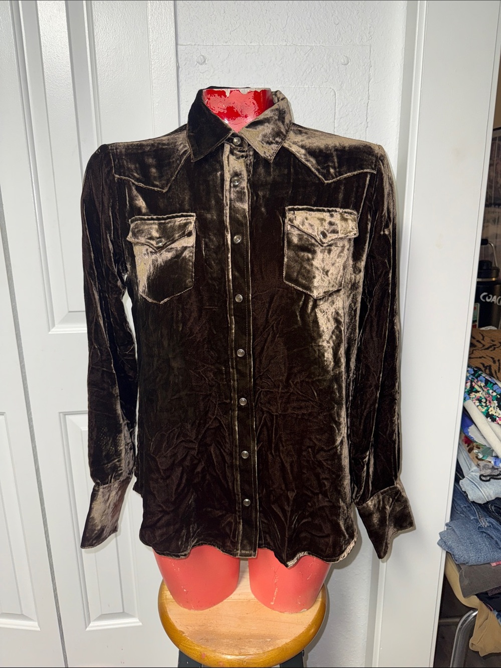 Stetson -  Velvet Button Up Shirt top blouse